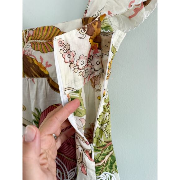 Juliet Dunn | Baby Doll Top Floral Print Embroidered | Sz S (Sz 1) - Picture 5 of 9